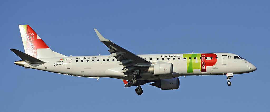 Embraer E190, Registration CS-TPO, of Transport Air Portugal Express